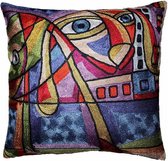 Handgemaakt glanskussen Picasso hond - 45 x 45 cm