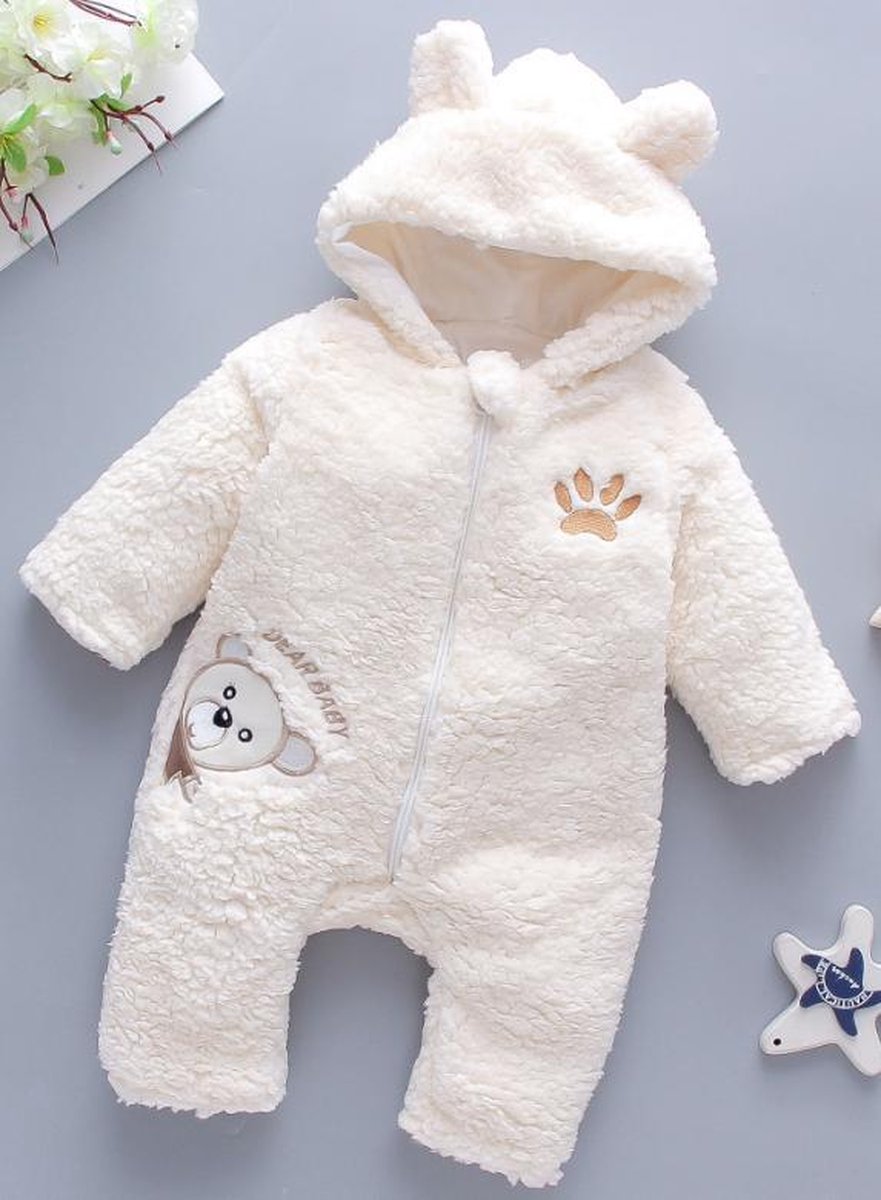 Budino® Baby Onesie - Baby Romper - Baby Pyjama - Baby Pakje - Baby Verkleedkleding - Carnavalskleding - Dier - Dear Beer - Wit — afbeelding 3