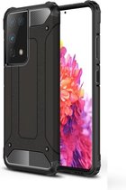Hybrid Armor Case Tough Rugged Cover for Samsung Galaxy S21 Ultra - zwart
