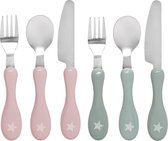 Bestek set - Roze en mint kleur - voor kinderen baby - 12 delig - Mes lepel en vork - kind bestek