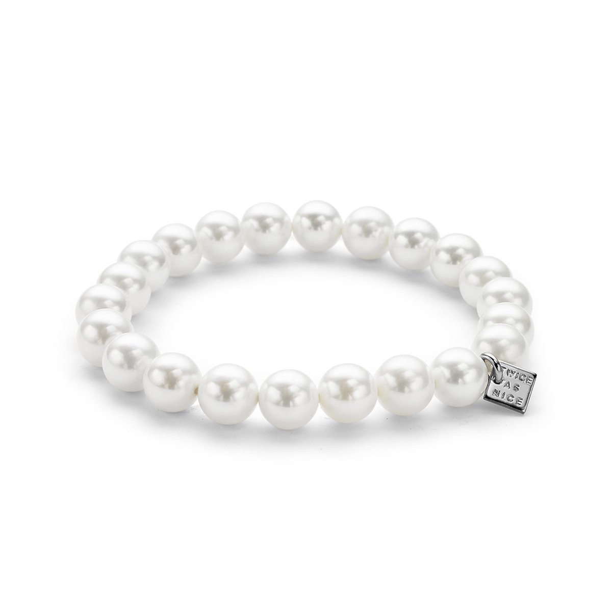 Twice As Nice Armband in zilver, parels van 8 mm Adjustable