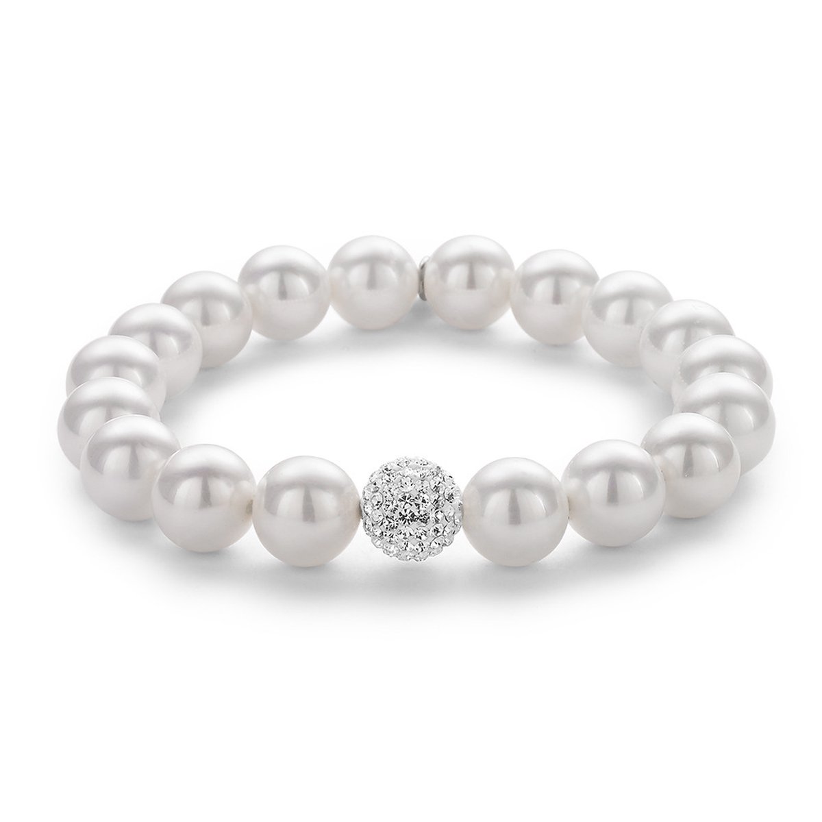 Twice As Nice Armband in zilver, parels en kristallen bol Adjustable
