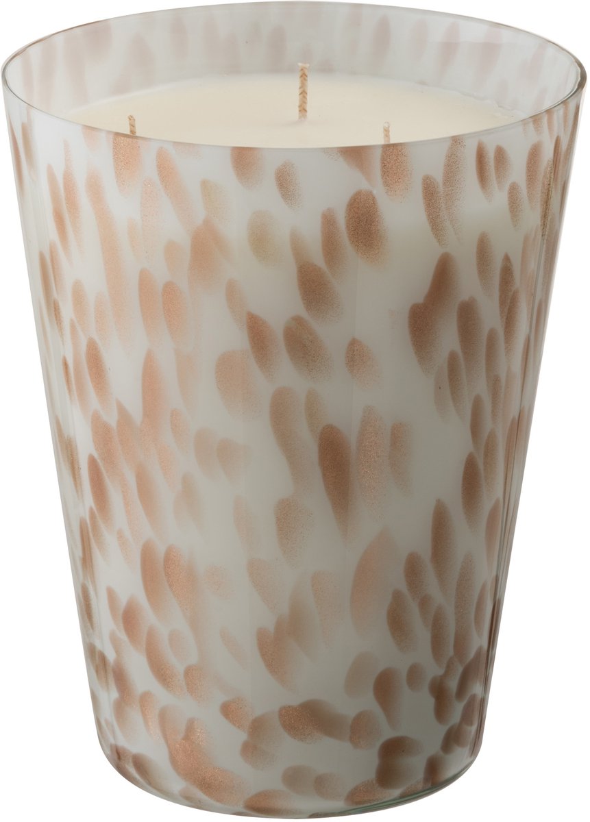 J-Line geurkaars Noa - Neon Night - glas - wit/goud - large - 95U Wit - Goud