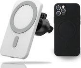 Yonovo® MagSafe Autohouder CombiDeal iPhone 12 MINI Zwart Hoesje - Lader Draadloze Ventilatierooster - Oplader 2 Apple fast snel Charger 15 W - Case - Telefoon Mobiele wallet kaart