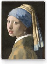 Meisje met de parel - Johannes Vermeer - 19,5 x 26 cm - Niet van echt te onderscheiden houten schilderijtje - Mooier dan een schilderij op canvas - Laqueprint.