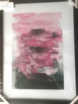 Digitale print Aquarel in zwarte kader 30x40 'Pink Storm' in fotokader