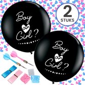 Partizzle 2x Boy or Girl Gender Reveal Party Ballon Set - 90 cm - Babyshower Versiering Ballonnen - Zwart