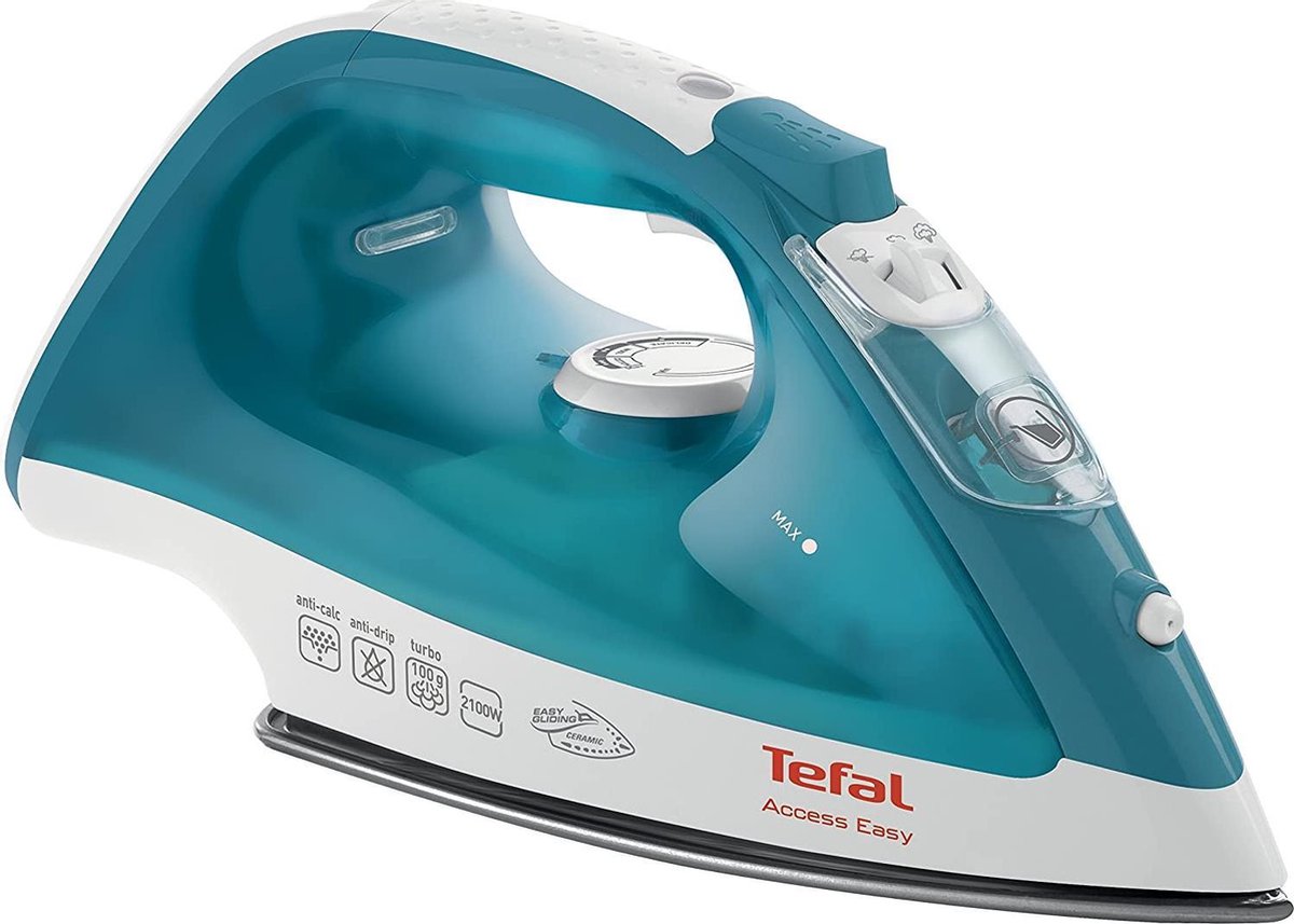 Tefal FV1542 Stoomstrijkijzer Keramische zoolplaat 2000 W Turkoois, Wit