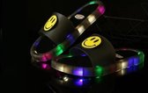 Lichtgevende LED Slippers Smiley - Zwart - Maat 24/25