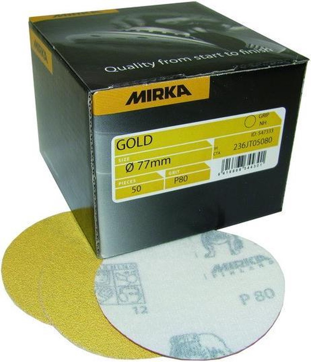 MIRKA Gold Schuurschijven 77mm zonder gaten - P80