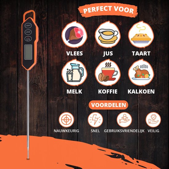 Thermomètre de cuisine Mancor - Numérique - Thermomètre alimentaire - Rapide et précis - Thermomètre à viande