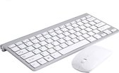 Qwerty toetsenbord met muis draadloos - USB connector - plug and play  -  zilver - wit
