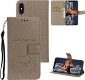 Voor iPhone X Chai Dog Pattern Horizontale flip lederen hoes met beugel & kaartsleuf & portemonnee & lanyard (grijs)