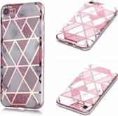 Voor iPhone 7/8 Plating Marble Pattern Soft TPU beschermhoes (roze)