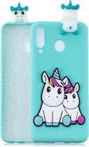 Voor Galaxy M20 3D Cartoon patroon schokbestendig TPU beschermhoes (paar eenhoorn)