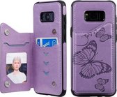 Voor Galaxy S8 Plus Butterfly Embossing Pattern Schokbestendige beschermhoes met houder & kaartsleuven & fotolijst (paars)