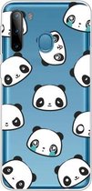 Voor Galaxy A21 schokbestendig geverfd transparant TPU beschermhoes (Emoji Bear)