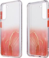 Voor Samsung Galaxy S21 + 5G marmeren textuur TPU + pc beschermhoes (oranje)