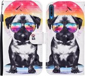 Voor Samsung Galaxy A50 / A50s / A30s Gekleurde Tekening Patroon Horizontale Flip Leren Case met Houder & Kaartsleuven & Portemonnee (Bril Hond)