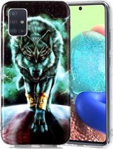 Voor Samsung Galaxy A51 5G Lichtgevende TPU zachte beschermhoes (woeste Wolf)