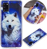 Voor Samsung Galaxy A31 Lichtgevende TPU zachte beschermhoes (Starry Sky Wolf)