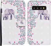 Voor Samsung Galaxy S10 + Gekleurde Tekening Patroon Horizontale Flip Leren Case met Houder & Kaartsleuven & Portemonnee (Bloem Olifant)