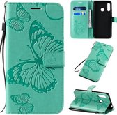Voor Galaxy A70e 3D vlinders reliëf patroon horizontaal flip lederen tas met houder & kaartsleuf & portemonnee & lanyard (groen)