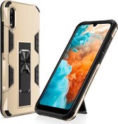 Voor Huawei Y6 Pro (2019) Soldier Armor Schokbestendig TPU + PC Magnetische beschermhoes met houder (goud)