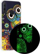 Voor Huawei Y6p Luminous TPU mobiele telefoon beschermhoes (Blue Owl)