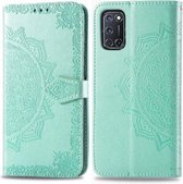 Voor OPPO A52 / A72 / A92 Halverwege Mandala reliëfpatroon Horizontale flip lederen tas met houder & kaartsleuven & portemonnee & fotolijst & lanyard (groen)