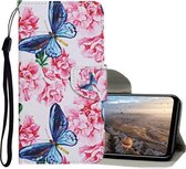Voor Huawei Honor 9X Lite Gekleurde Tekening Patroon Horizontale Flip Leren Case met Houder & Kaartsleuven & Portemonnee (Dragonfly Bloem)