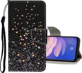 Voor Vivo Y50 / Y30 Gekleurd tekeningpatroon Horizontale flip lederen tas met houder & kaartsleuven en portemonnee (zwarte vijfpuntige ster)