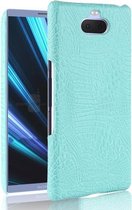 Schokbestendig Crocodile Texture PC + PU-hoesje voor Sony Xperia 10 Plus (groen)