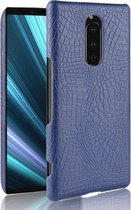 Schokbestendig Crocodile Texture PC + PU-hoesje voor Sony Xperia 1 (blauw)