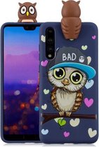Voor Huawei P20 Pro schokbestendig Cartoon TPU beschermhoes (blauwe uil)
