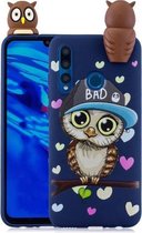 Voor Huawei P30 Lite schokbestendig Cartoon TPU beschermhoes (blauwe uil)