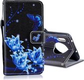 Voor Huawei Mate 30 Pro Horizontale lederen flip case met houder & kaartsleuven & portemonnee (blauwe vlinderbloem)
