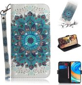 Voor Xiaomi Redmi Note 9 Pro 3D Gekleurde Tekening Horizontale Flip Lederen Case met Houder & Kaartsleuf & Portemonnee & Lanyard (Pauw Krans)