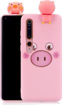 Voor Xiaomi Mi 10 schokbestendig gekleurd geverfd liggend Cartoon TPU beschermhoes (roze varken)