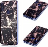 Voor Xiaomi Redmi Note 7 Plating Marble Pattern Soft TPU beschermhoes (zwart goud)