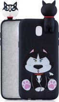 Voor Xiaomi Redmi 8A schokbestendig gekleurd geschilderd liggend Cartoon TPU beschermhoes (schattige husky)