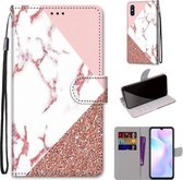 Voor Geschikt voor Xiaomi Redmi 9A Gekleurde Tekening Cross Textuur Horizontale Flip PU Lederen Case met Houder & Kaartsleuven & Portemonnee & Lanyard (Poeder Steen Textuur)