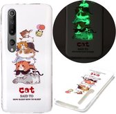 Voor Xiaomi Mi 10 5G Lichtgevende TPU zachte beschermhoes (katten)