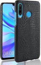 Schokbestendig Crocodile Texture PC + PU-hoesje voor Huawei nova 4e (zwart)