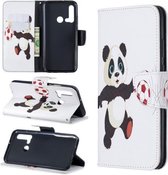 Gekleurde tekening patroon horizontale flip lederen hoes met houder & kaartsleuven & portemonnee voor Huawei P20 lite (2019) / nova 5i (voetbal en panda)