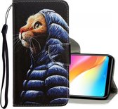 Voor Vivo Y91 / Y95 / Y91i 3D Gekleurde Tekening Horizontale Flip PU Lederen Case met Houder & Kaartsleuven & Portemonnee (Donsjack Kat)
