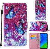 Voor Huawei P smart 2020 Cross Texture Painting Pattern Horizontale Flip Leren Case met Houder & Kaartsleuven & Portemonnee & Lanyard (Paarse Vlinder)