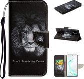 Voor Samsung Galaxy Note 10 Pro / 10 Plus Gekleurd tekeningpatroon Horizontaal Flip TPU + PU lederen tas met houder & kaartsleuven & portemonnee & lanyard (leeuw)