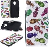 Voor Samsung Galaxy A6 (2018) Gekleurd tekeningpatroon Horizontaal Flip TPU + PU lederen tas met houder & kaartsleuven & portemonnee & lanyard (gekleurde ananas)