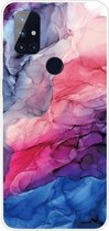 Voor OnePlus Nord N100 schokbestendig TPU beschermhoes met marmerpatroon (abstract rood)